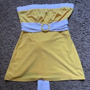 Women’s crop top, size small, yellow, and white
